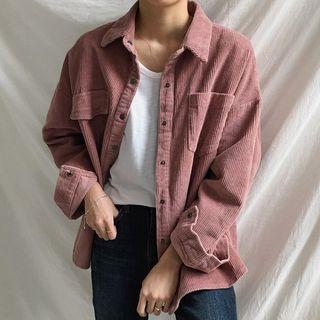Long-sleeve Double-breasted Corduroy Shirt