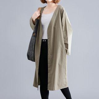 Plain Long Jacket Khaki - One Size