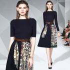 A-line Accordion Pleat Knit Dress