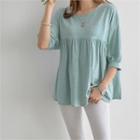 3/4-sleeve Shirred A-line Top