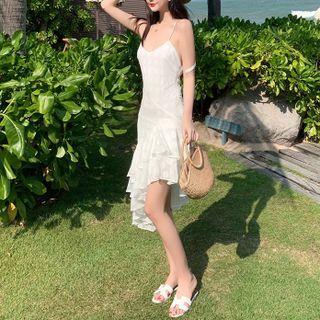 Spaghetti Strap Dotted Mermaid Beach Dress