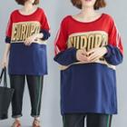 Lettering Color Panel Pullover As Shown In Figure - One Size