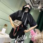 Set: Plain Elbow Sleeve Hoodie + Shorts