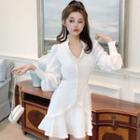 Long-sleeve Embellished Mini Dress