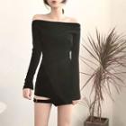 Long-sleeve Off-shoulder Minidress