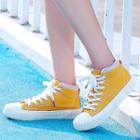 Contrast Stitch Canvas High Top Sneakers