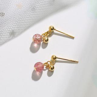 925 Sterling Silver Bead Dangle Earring 1 Pair - Pendant - Rhinestone - One Size