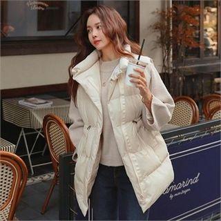 Drawcord Zip-up Padded Vest