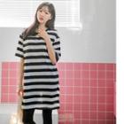Short-sleeve Stripe T-shirt Dress