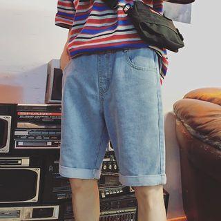 Roll-up Drawstring Denim Shorts