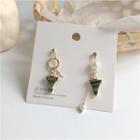 Non-matching Triangle Faux Pearl Drop Earring / Clip-on Earring