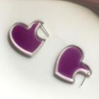 Resin Alloy Heart Earring 1 Pair - S925 Silver - As Shown In Figure - One Size