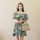 Off-shoulder Floral-pattern Dress