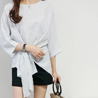 Braided Accent Pinstripe Top