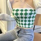 Checkered Cropped Camisole Top / Shrug
