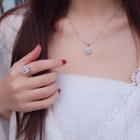 Turnable Clover Rhinestone Ring / Necklace