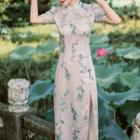 Traditional Chinese Short-sleeve Print Sheath Dress