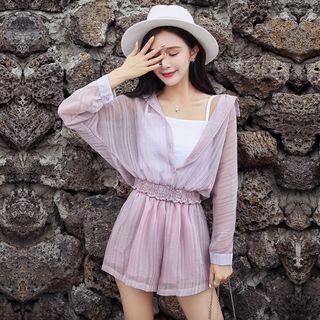 Set: Loose-fit Light Jacket + Camisole + Shorts