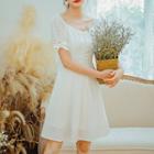 Bow Detail Short-sleeve Mini A-line Dress