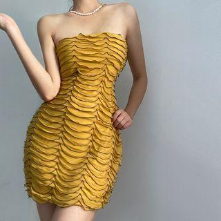 Ruched Sheath Bandeau Mini Dress