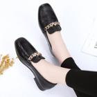 Square-toe Chain Detail Loafers