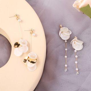 Shell Disc Faux Pearl Dangle Earring
