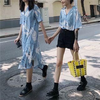 Print Loose-fit Short-sleeve Blouse / Dress