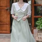 Asymmetric Two-tone Short Sleeve Dress
