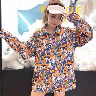 Cartoon Print Shirt As Shown In Figure - One Size