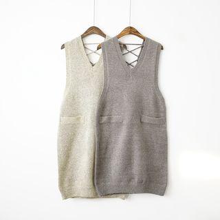 Cross Back Long Knit Vest