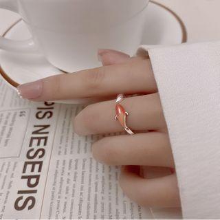 Fish Open Ring Red Fish - Silver - One Size
