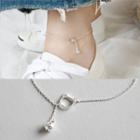 925 Sterling Silver Bell & Cat Pendant Anklet Silver - One Size