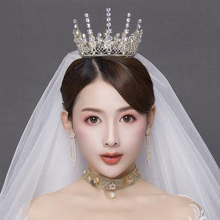 Wedding Embellished Tiara / Fringed Earring / Set
