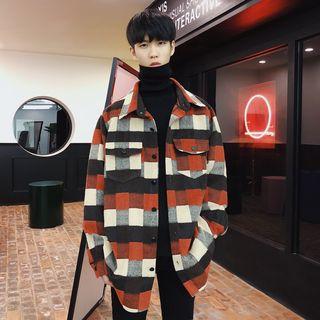 Plaid Fleece-lined Long-sleeve Shirt