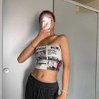 Newspaper / Sea Printed Tube Top