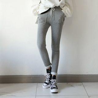 Drawcord-waist Velour Leggings