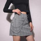 Checked Mini Skirt With Chain