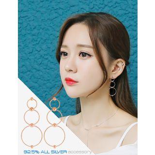 Circle Silver Drop Earrings