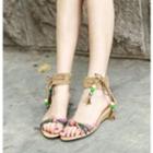 Faux-suede Tasseled Wedge Sandals