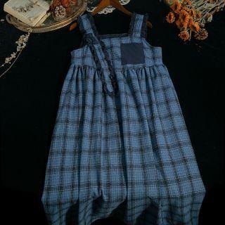 Plaid Ruffled A-line Overall Dress