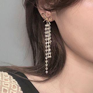 Ribbon Bow Fringed Earring 1 Pair - Bc0232 - Gold - One Size