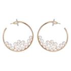 Faux Pearl Alloy Open Hoop Earring 1 Pair - Gold - One Size
