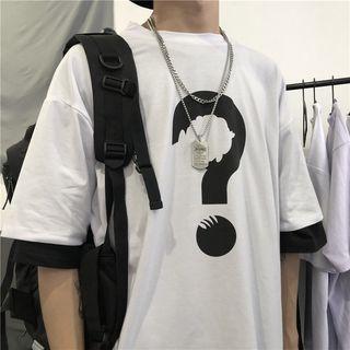 Question Mark Printing Short-sleeve T-shirt White - One Size