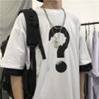 Question Mark Printing Short-sleeve T-shirt White - One Size