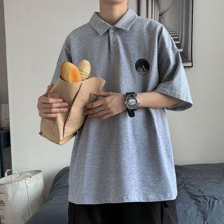 Mountain Print Short-sleeve Polo Shirt