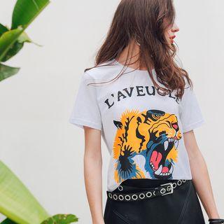 Tiger-print Short-sleeved T-shirt