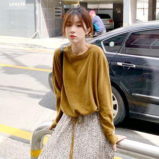 Drawstring-hem Wool Blend Knit Top