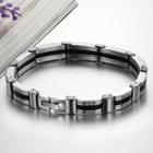 Simple Personality Geometric Silicone 316l Stainless Steel Bracelet Silver - One Size