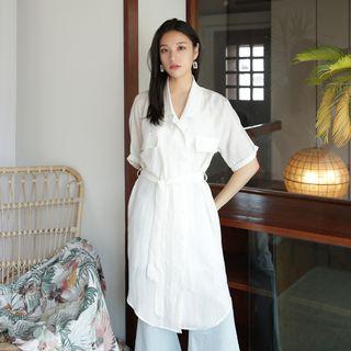 Double-breasted Shirtdress With Sash