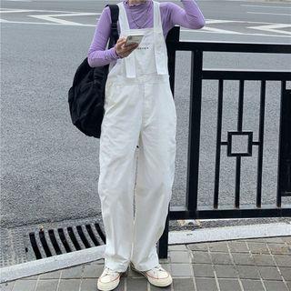 Letter Embroidered Wide-leg Jumper Pants